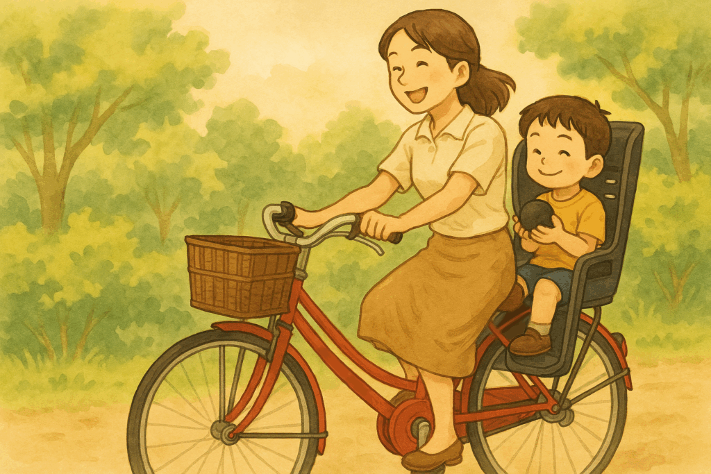 親子で自転車に乗って